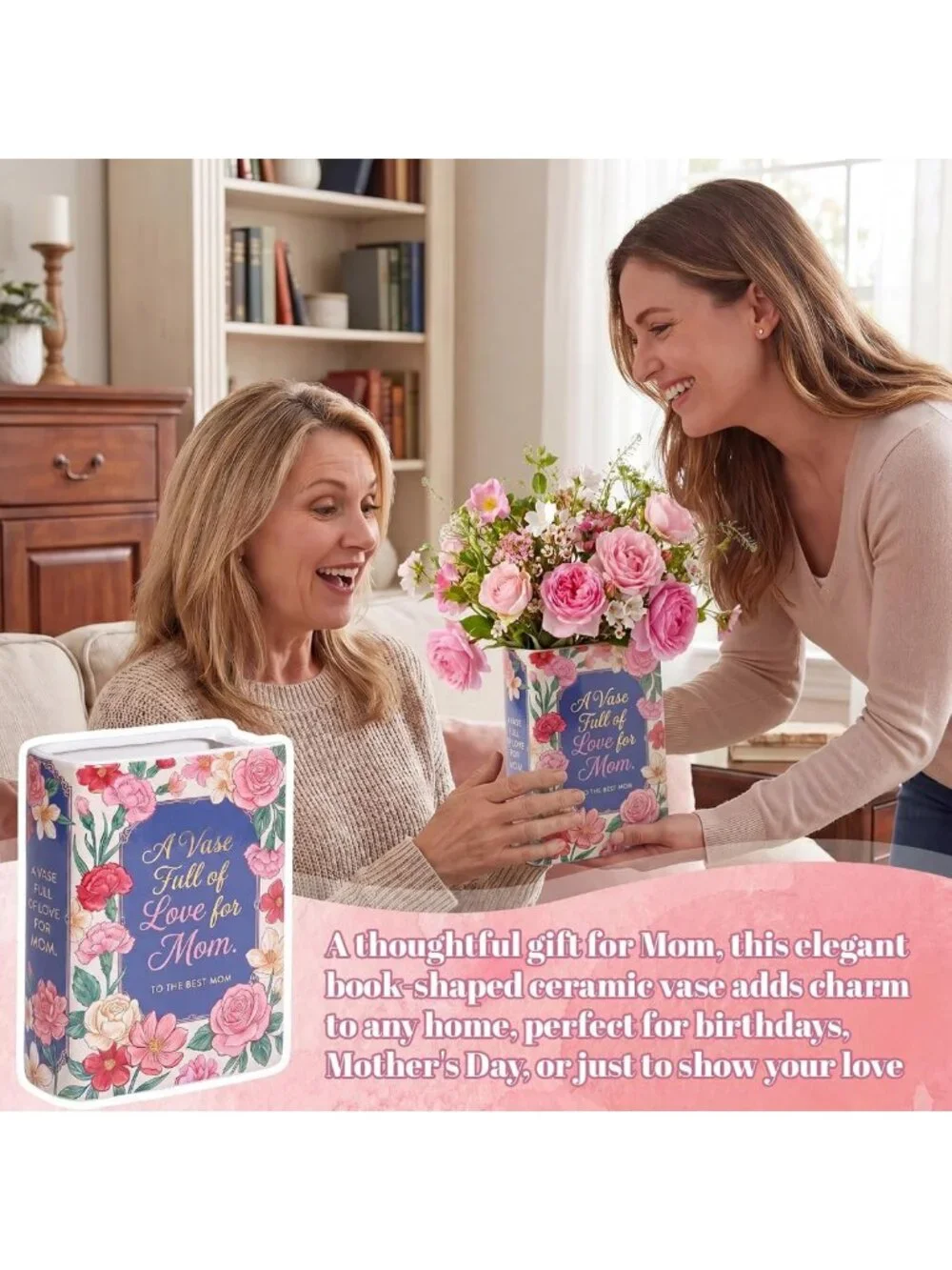 Unique Ceramic Book Shaped Flower Vase - Floral Decor for Home, Office & Gifts
